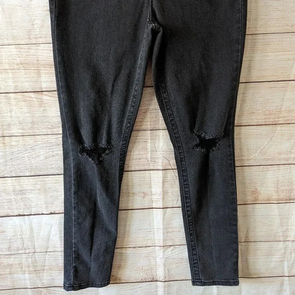 Seven Tummyless High Rise Skinny Distressed Jeans Black Stretchy - Picture 4 of 12